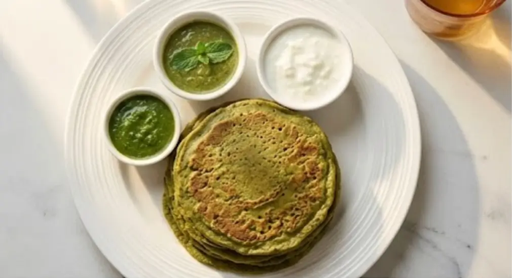 High Protein Palak Moong Dal Cheela (Green Protein)